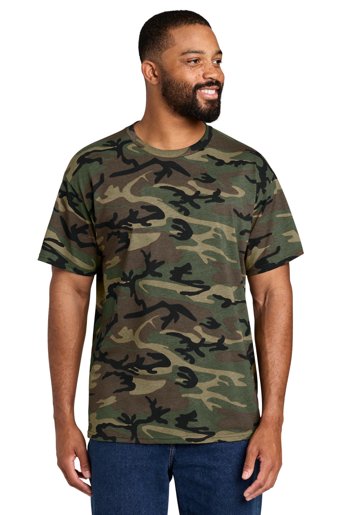 Custom Embroidery or DTF Print - Port & Co ® Core Cotton Camo Tee. PC54C