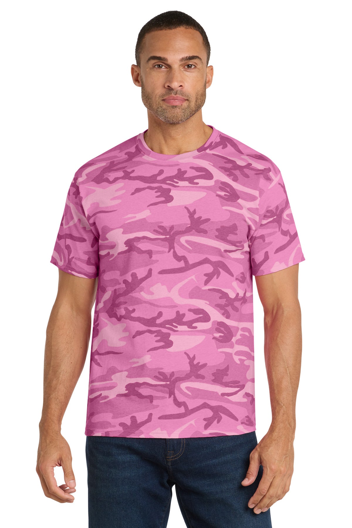 Custom Embroidery or DTF Print - Port & Co ™ Core Cotton Camo Tee. PC54C