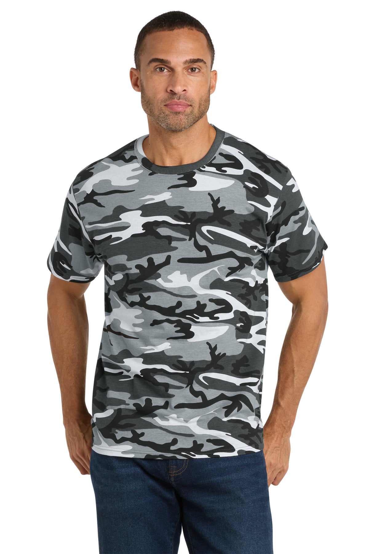 Custom Embroidery or DTF Print - Port & Co ™ Core Cotton Camo Tee. PC54C