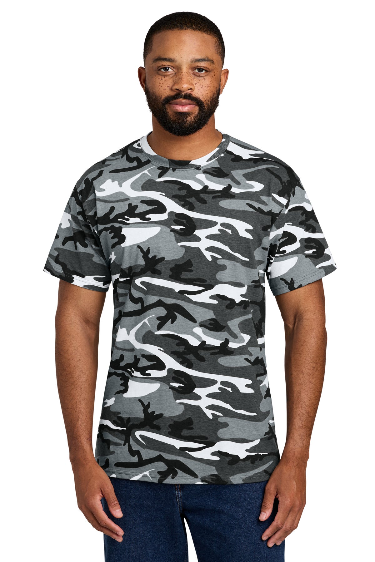 Custom Embroidery or DTF Print - Port & Co ® Core Cotton Camo Tee. PC54C