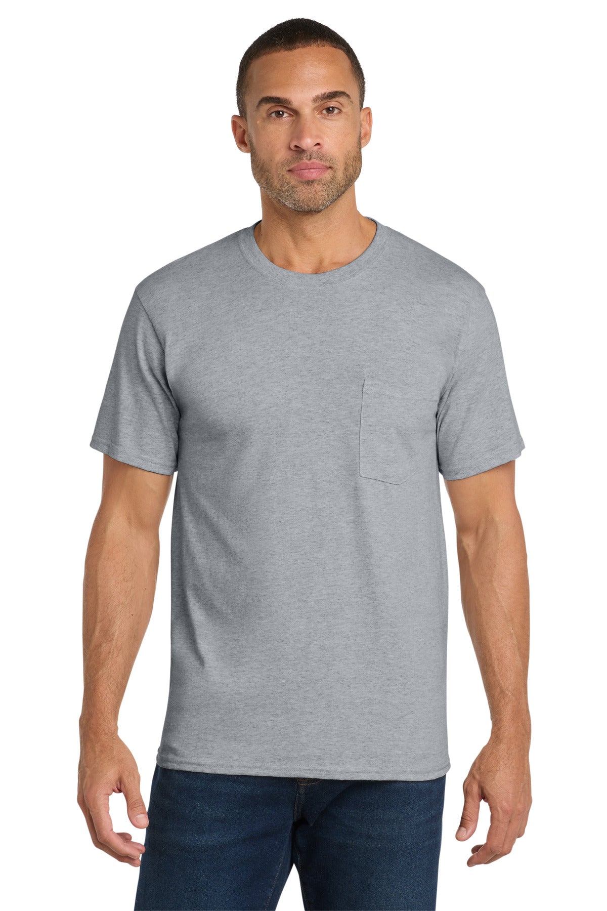 Custom Embroidery or DTF Print - Port & Co ® Core Cotton Pocket Tee. PC54P