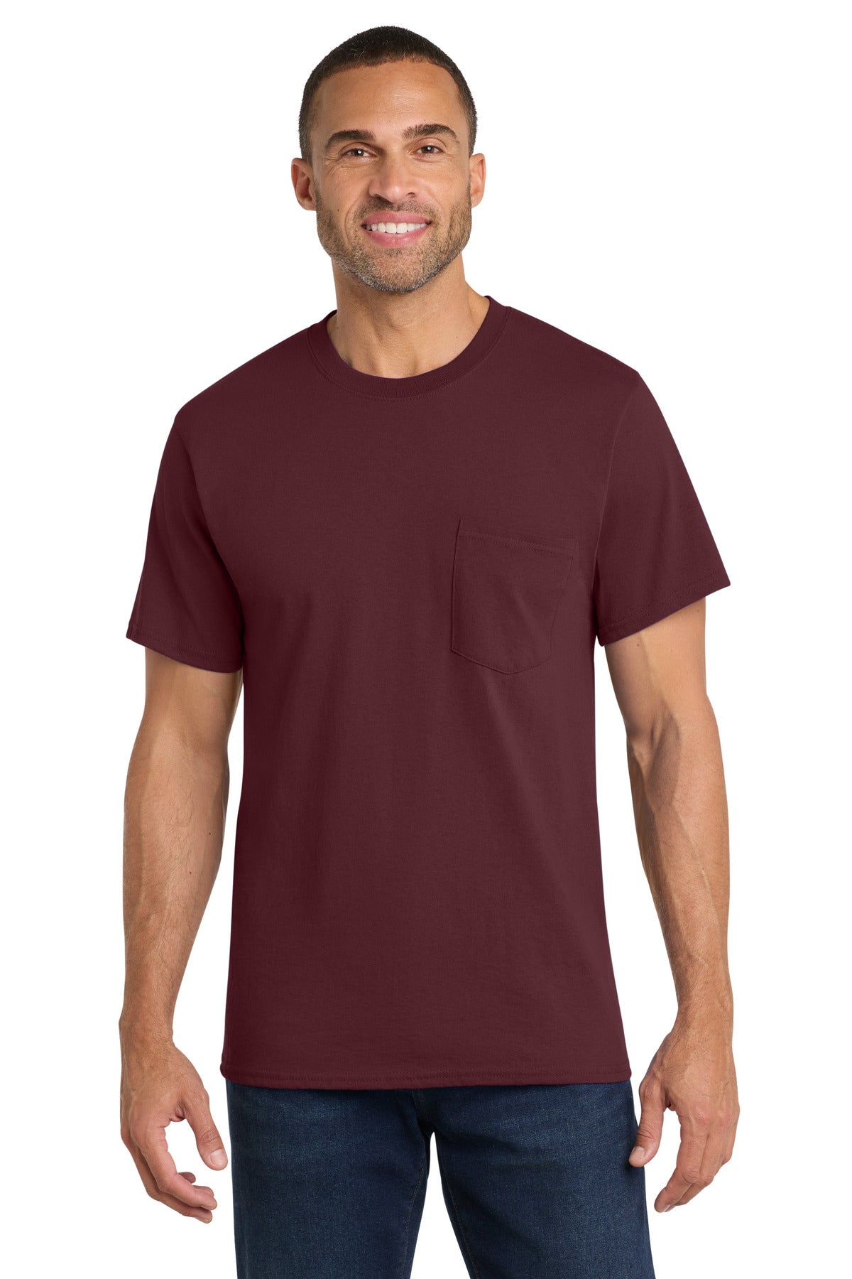 Custom Embroidery or DTF Print - Port & Co ® Core Cotton Pocket Tee. PC54P