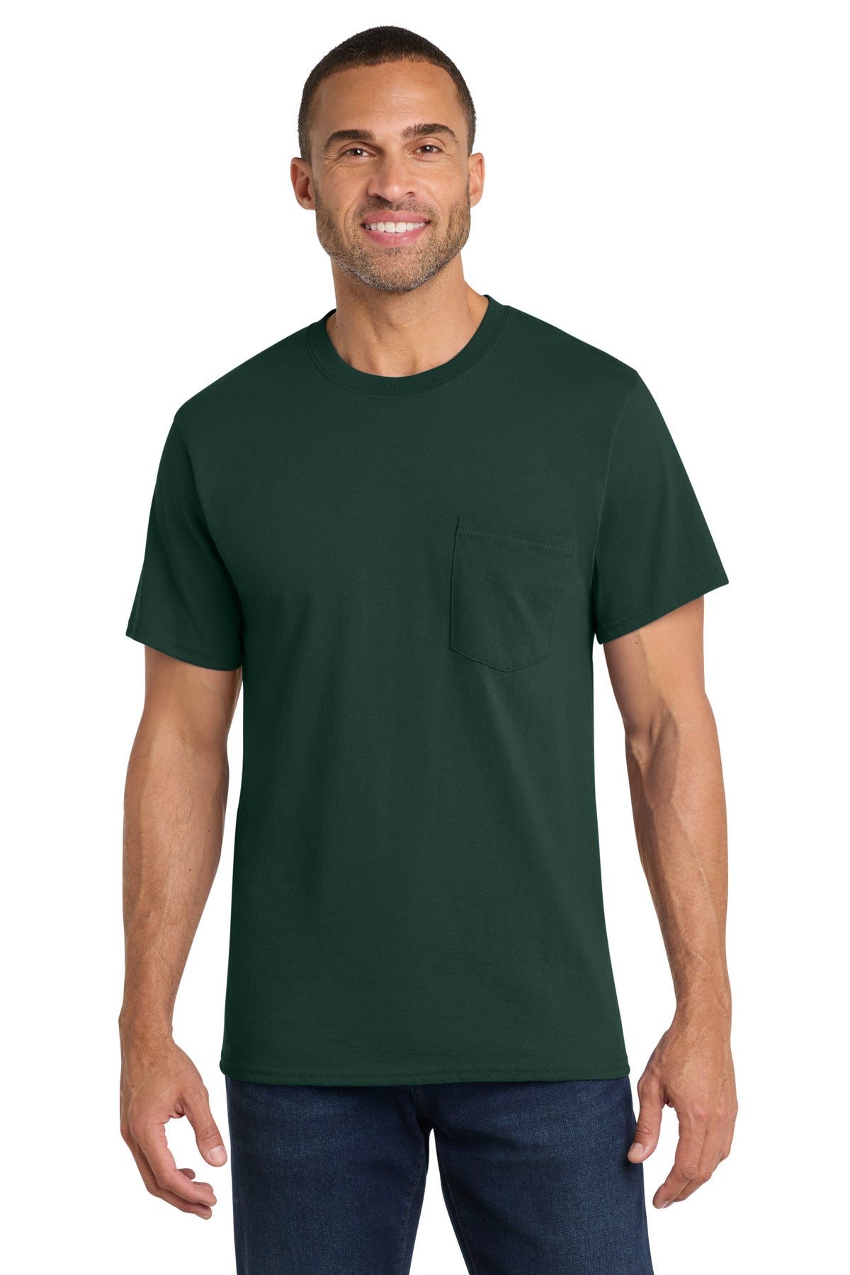 Custom Embroidery or DTF Print - Port & Co ® Core Cotton Pocket Tee. PC54P