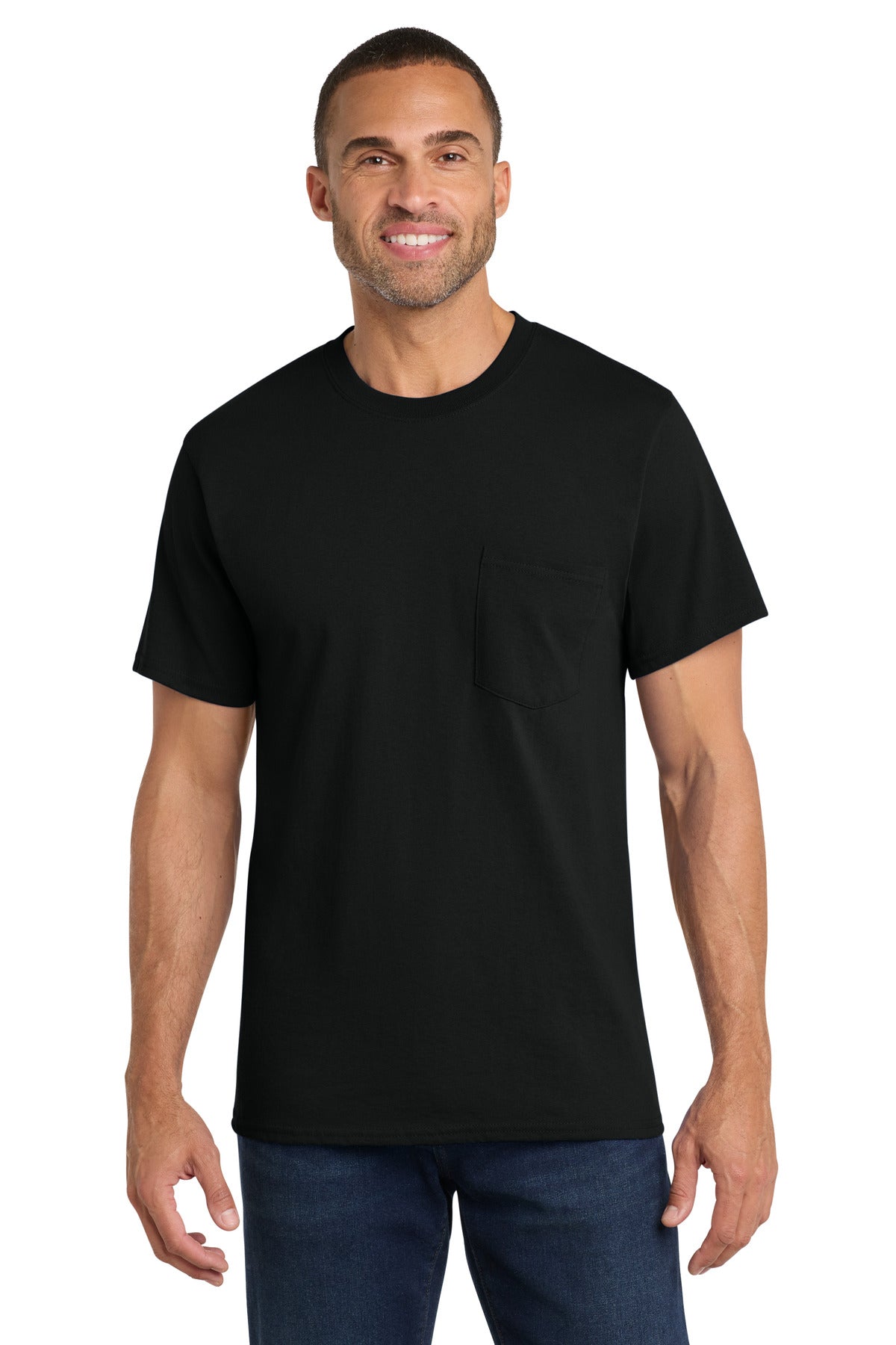 Custom Embroidery or DTF Print - Port & Co ® Core Cotton Pocket Tee. PC54P