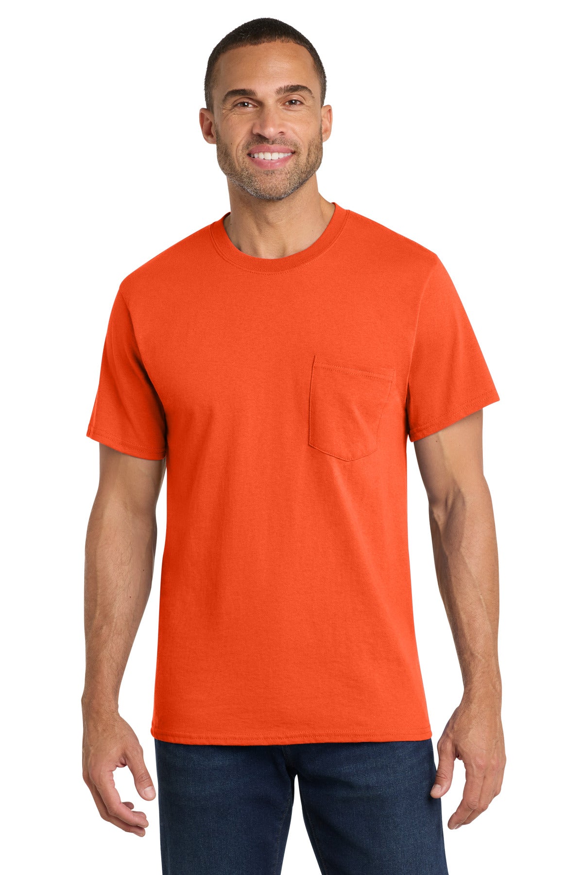 Custom Embroidery or DTF Print - Port & Co ® Core Cotton Pocket Tee. PC54P