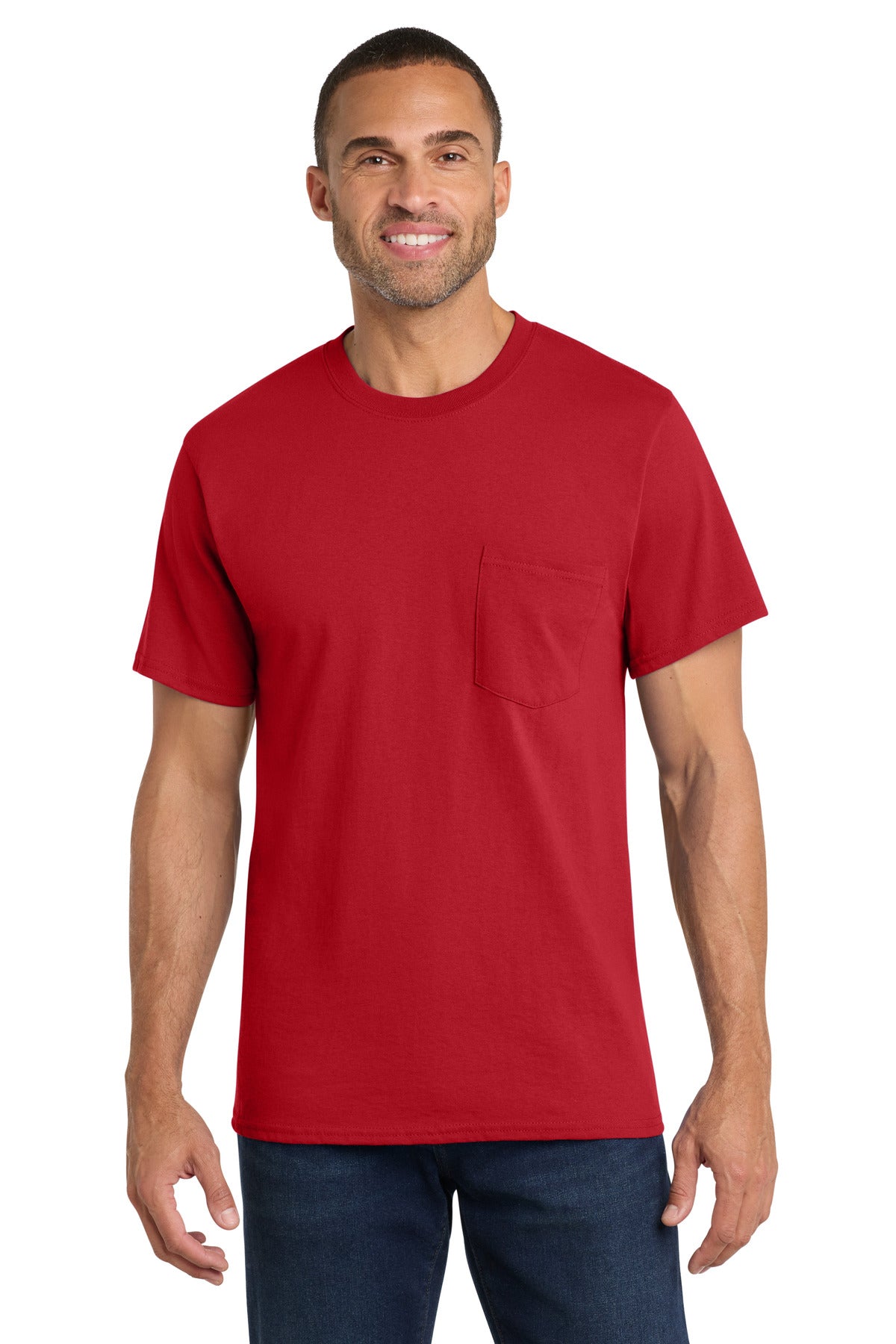Custom Embroidery or DTF Print - Port & Co ® Core Cotton Pocket Tee. PC54P