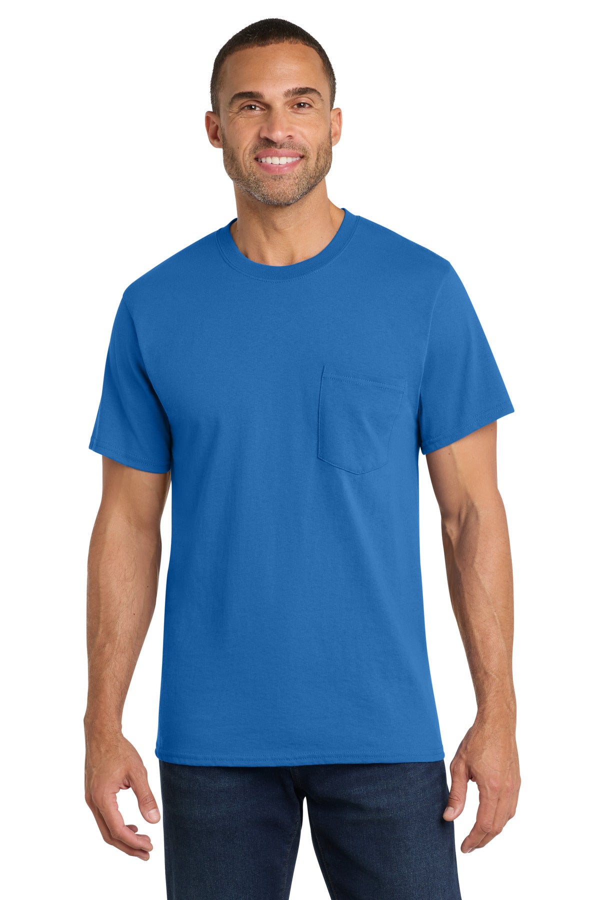 Custom Embroidery or DTF Print - Port & Co ® Core Cotton Pocket Tee. PC54P