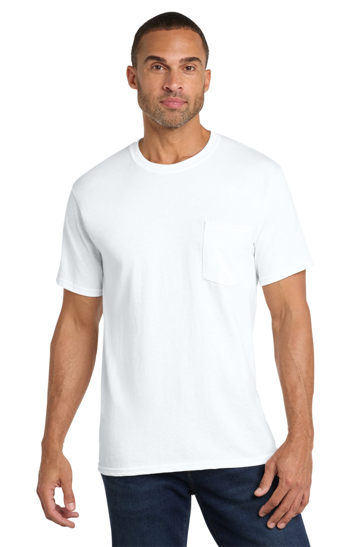 Custom Embroidery or DTF Print - Port & Co ® Core Cotton Pocket Tee. PC54P