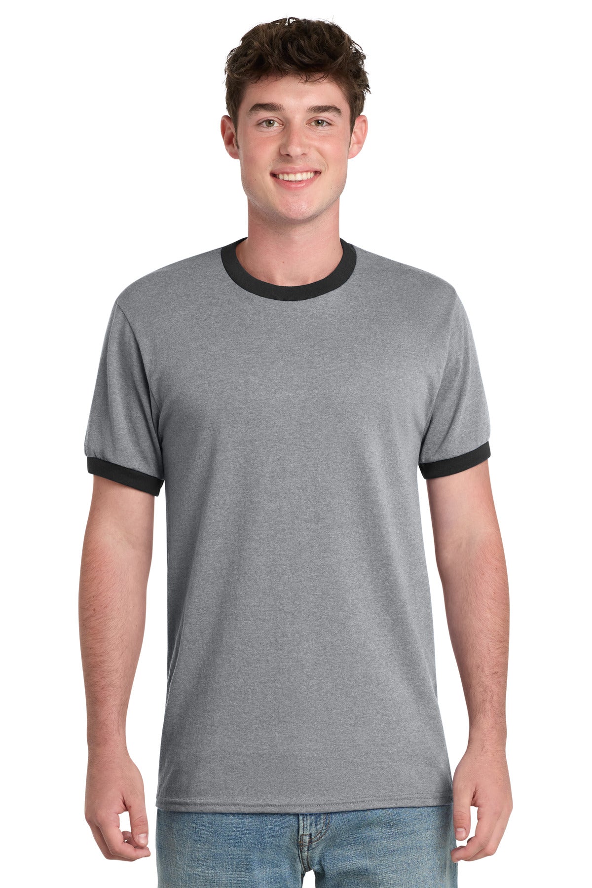 Custom Embroidery or DTF Print - Port & Co ® Core Cotton Ringer Tee. PC54R