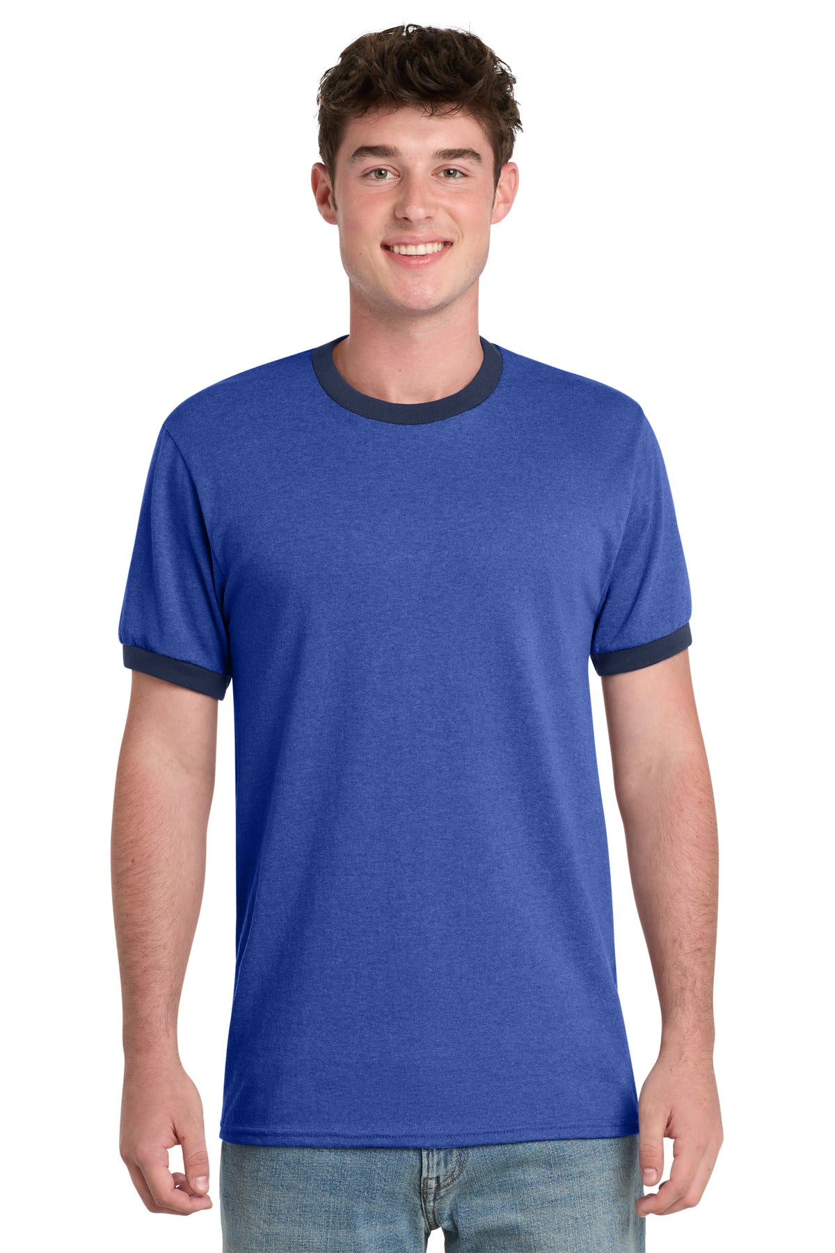 Custom Embroidery or DTF Print - Port & Co ® Core Cotton Ringer Tee. PC54R