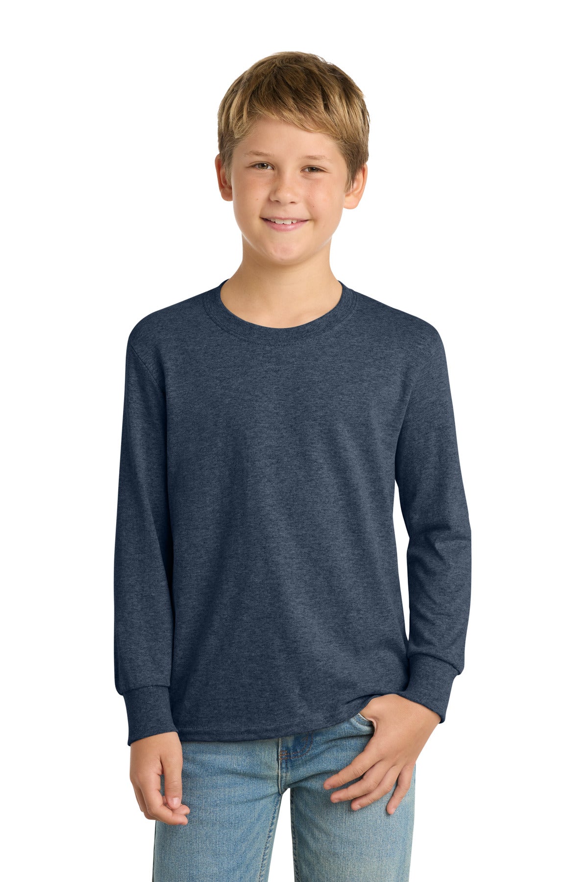 Custom Embroidery or DTF Print - Port & Co ™ Youth Long Sleeve Core Cotton Tee. PC54YLS