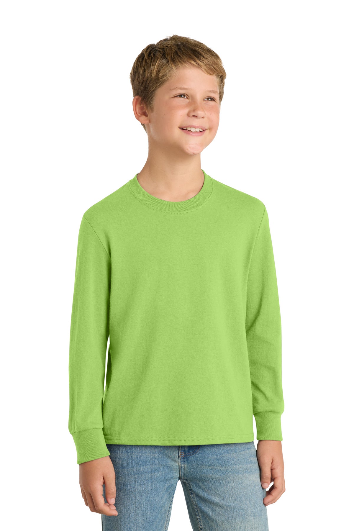 Custom Embroidery or DTF Print - Port & Co ® Youth Long Sleeve Core Cotton Tee. PC54YLS