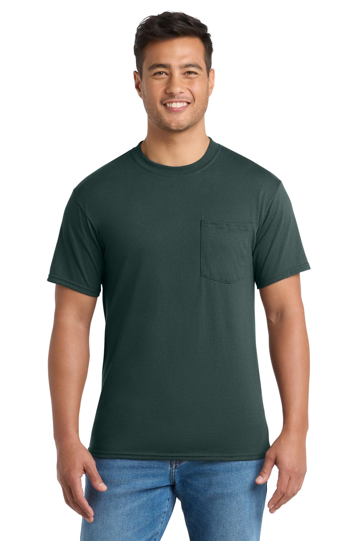 Custom Embroidery or DTF Print - Port & Co ® Tall Core Blend Pocket Tee. PC55PT