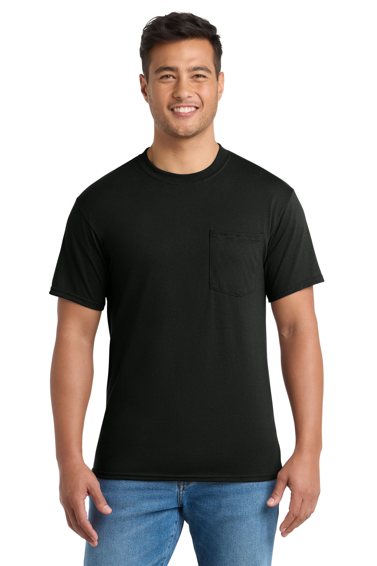 Custom Embroidery or DTF Print - Port & Co ® Core Blend Pocket Tee. PC55P