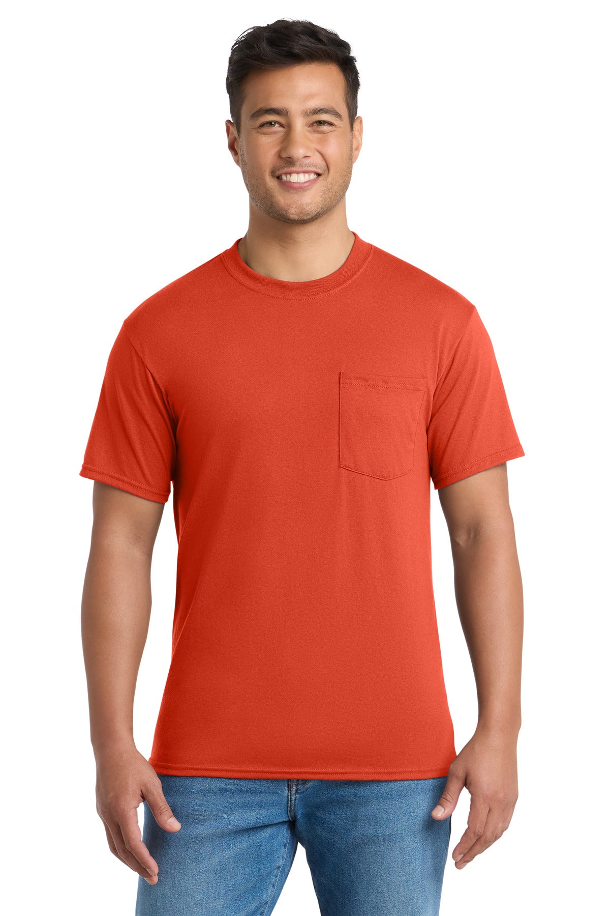 Custom Embroidery or DTF Print - Port & Co ® Core Blend Pocket Tee. PC55P