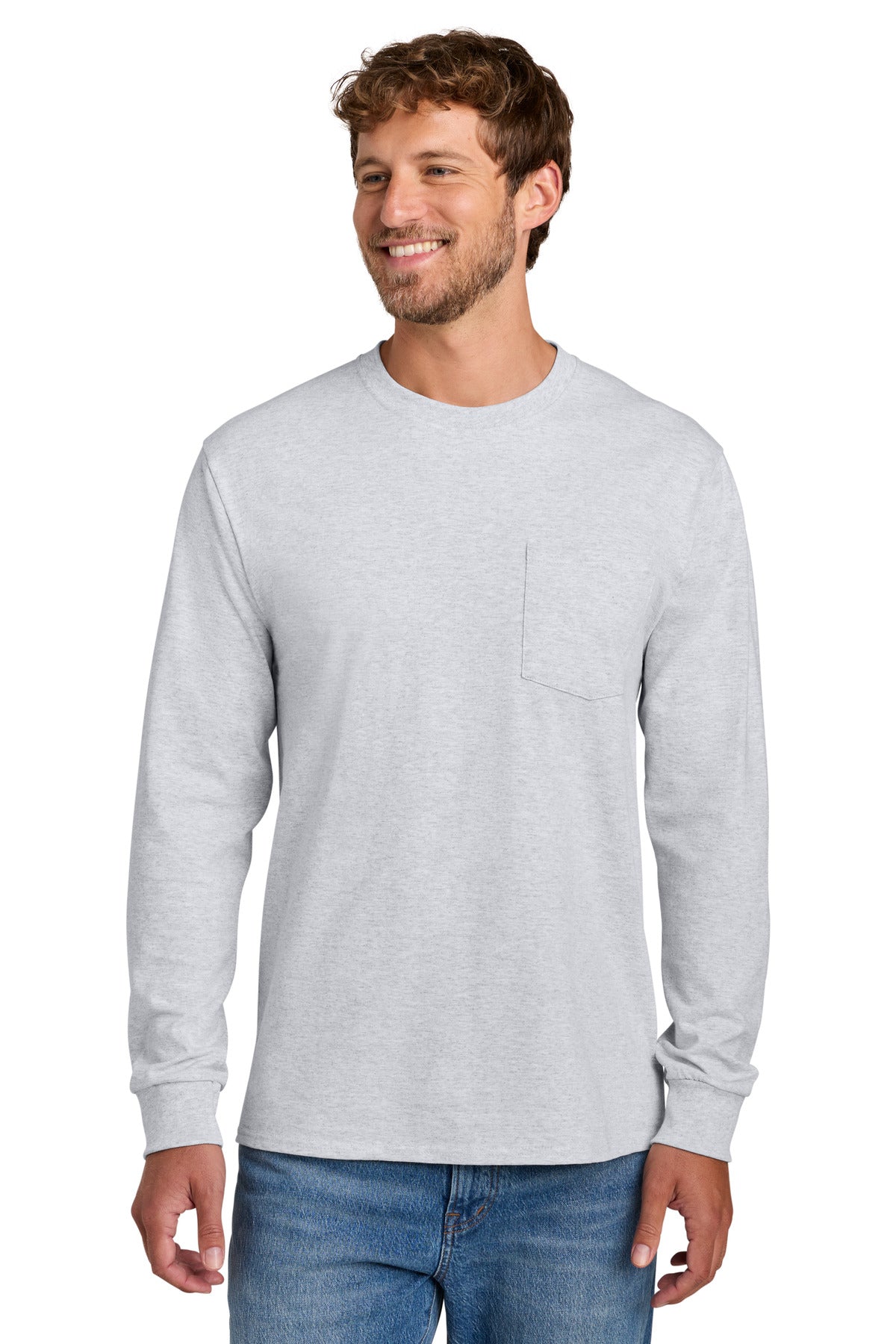 Custom Embroidery or DTF Print - Port & Co ® Tall Long Sleeve Essential Pocket Tee. PC61LSPT