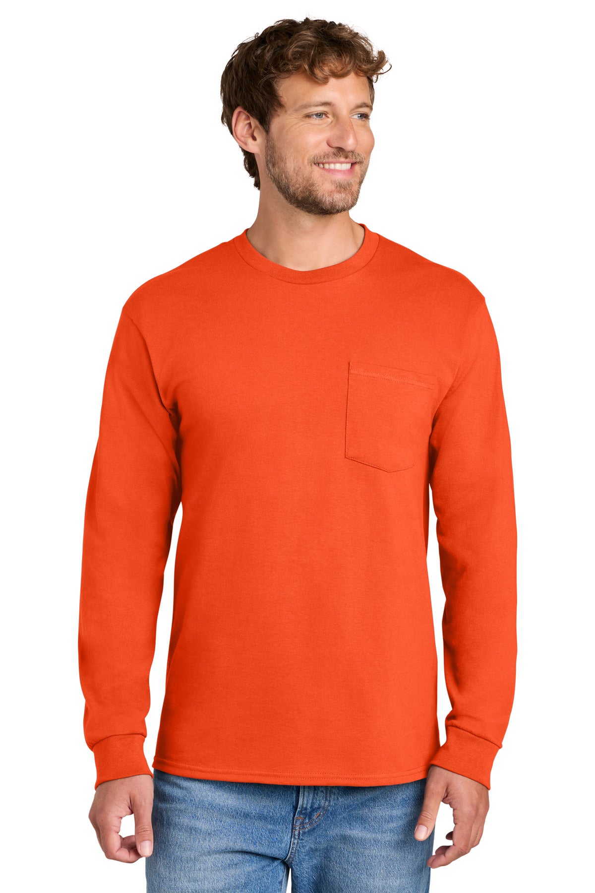 Custom Embroidery or DTF Print - Port & Co ® Tall Long Sleeve Essential Pocket Tee. PC61LSPT
