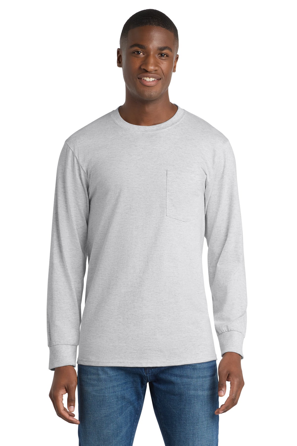 Custom Embroidery or DTF Print - Port & Co ™ Long Sleeve Essential Pocket Tee. PC61LSP
