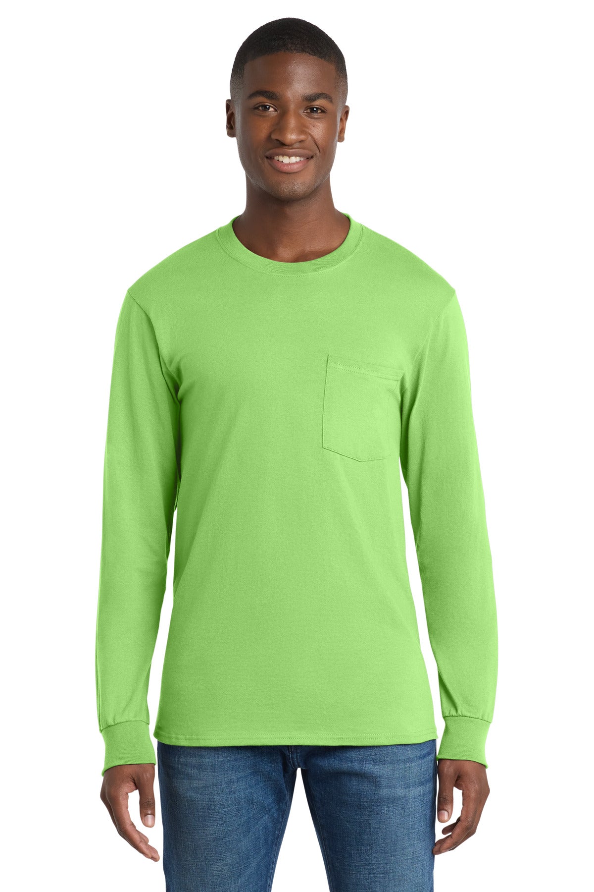 Custom Embroidery or DTF Print - Port & Co ™ Long Sleeve Essential Pocket Tee. PC61LSP
