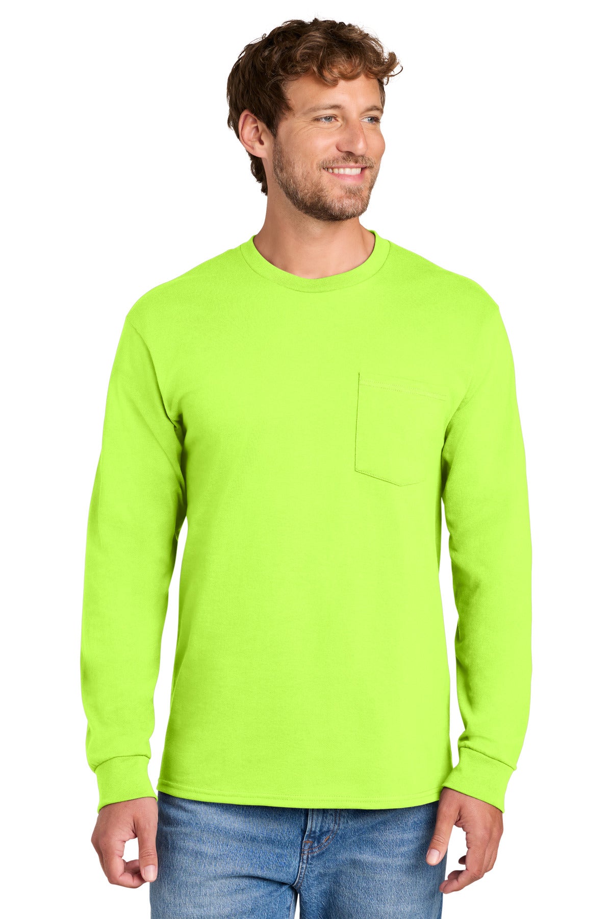 Custom Embroidery or DTF Print - Port & Co ™ Long Sleeve Essential Pocket Tee. PC61LSP
