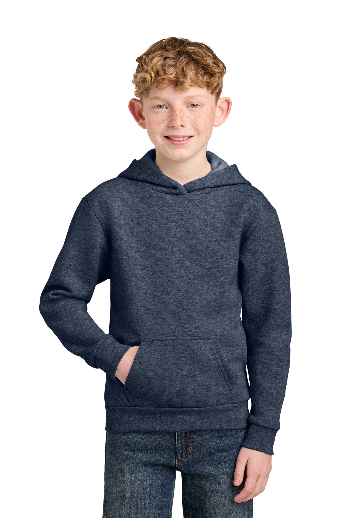 Custom Embroidery or DTF Print - Port & Co ® Youth Easy Fleece Pullover Hooded Sweatshirt PC68YH