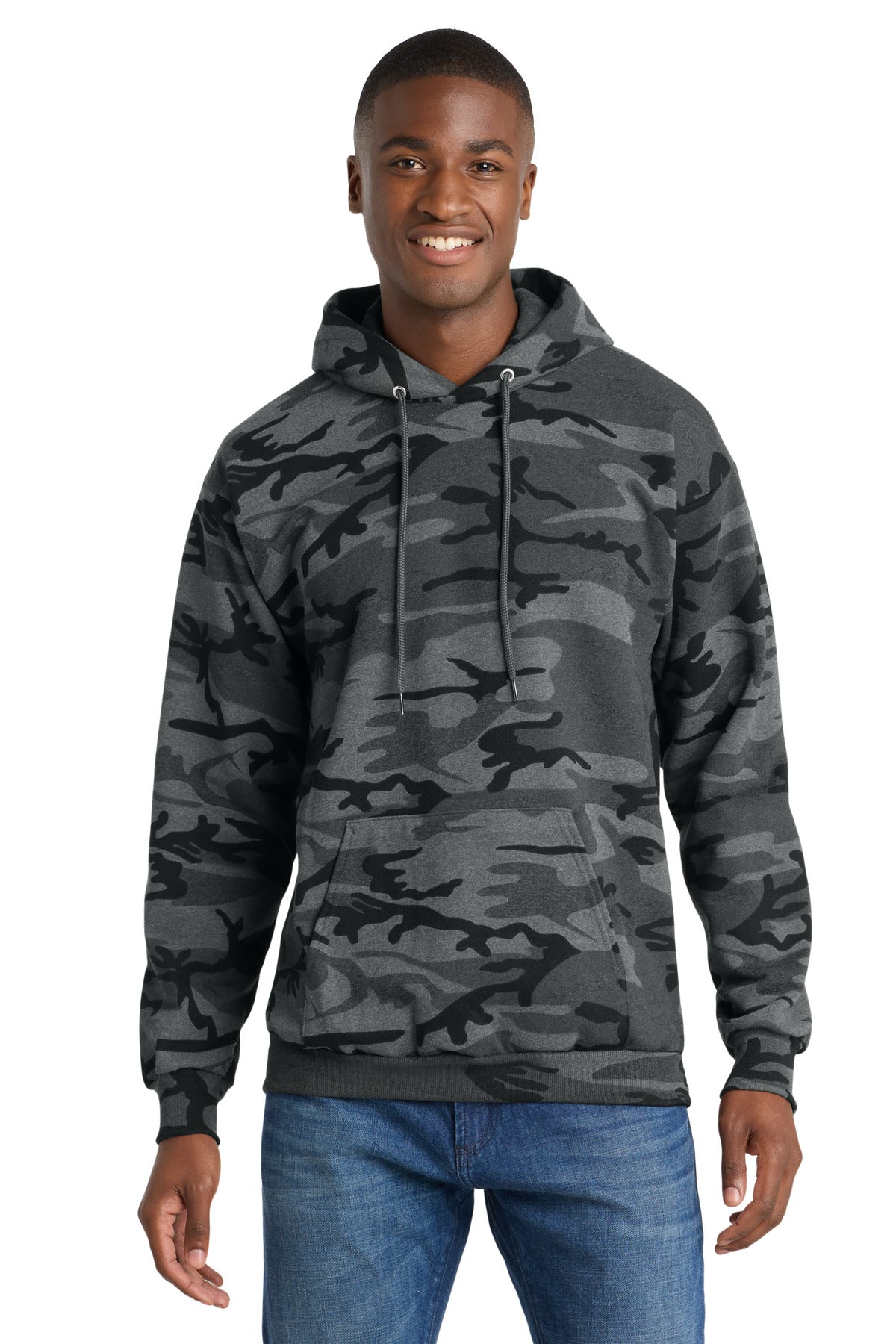 Custom Embroidered or DTF Print on Port & Co ™ Core Fleece Camo Pullover Hooded Sweatshirt. PC78HC