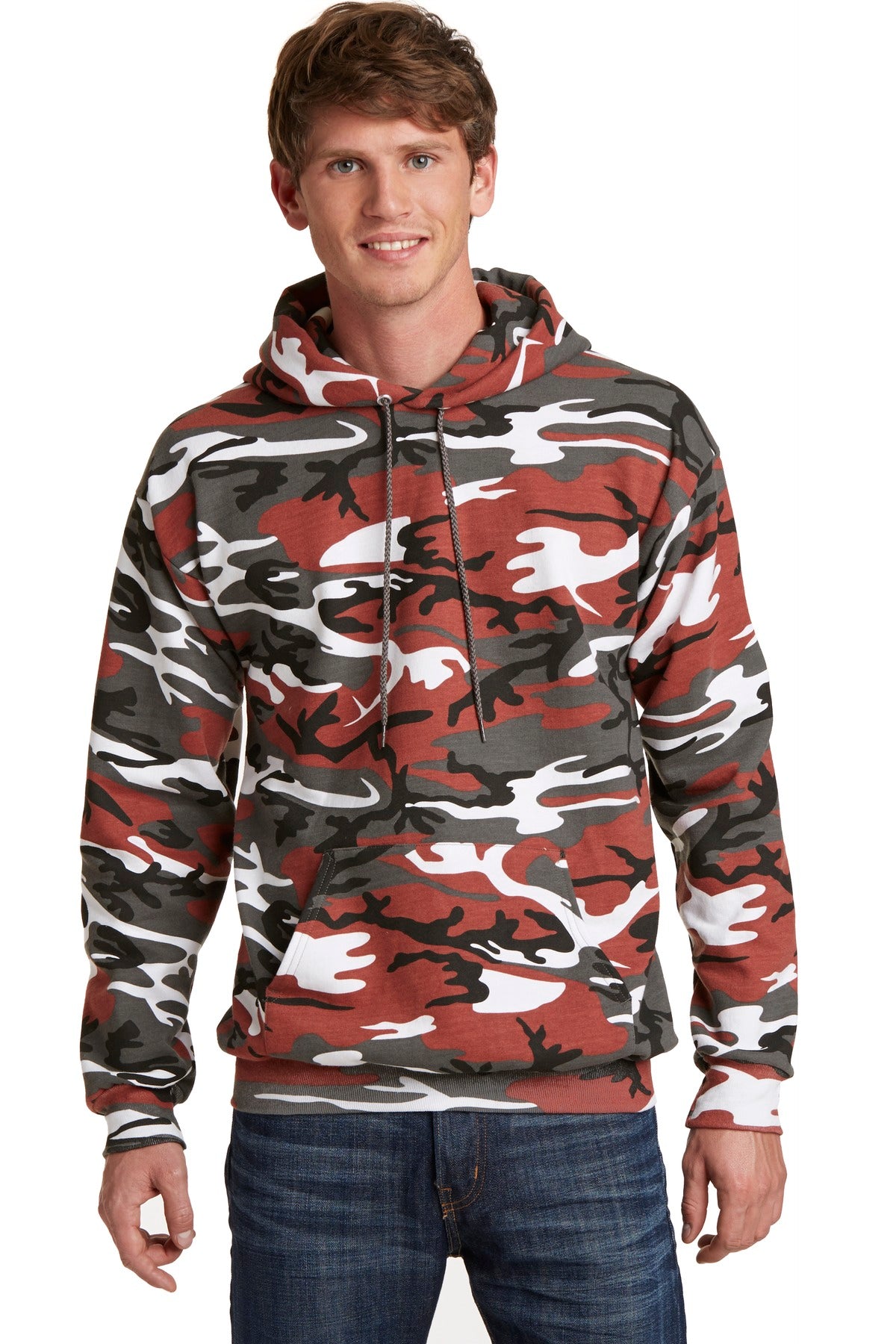 Custom Embroidered or DTF Print on Port & Co ™ Core Fleece Camo Pullover Hooded Sweatshirt. PC78HC