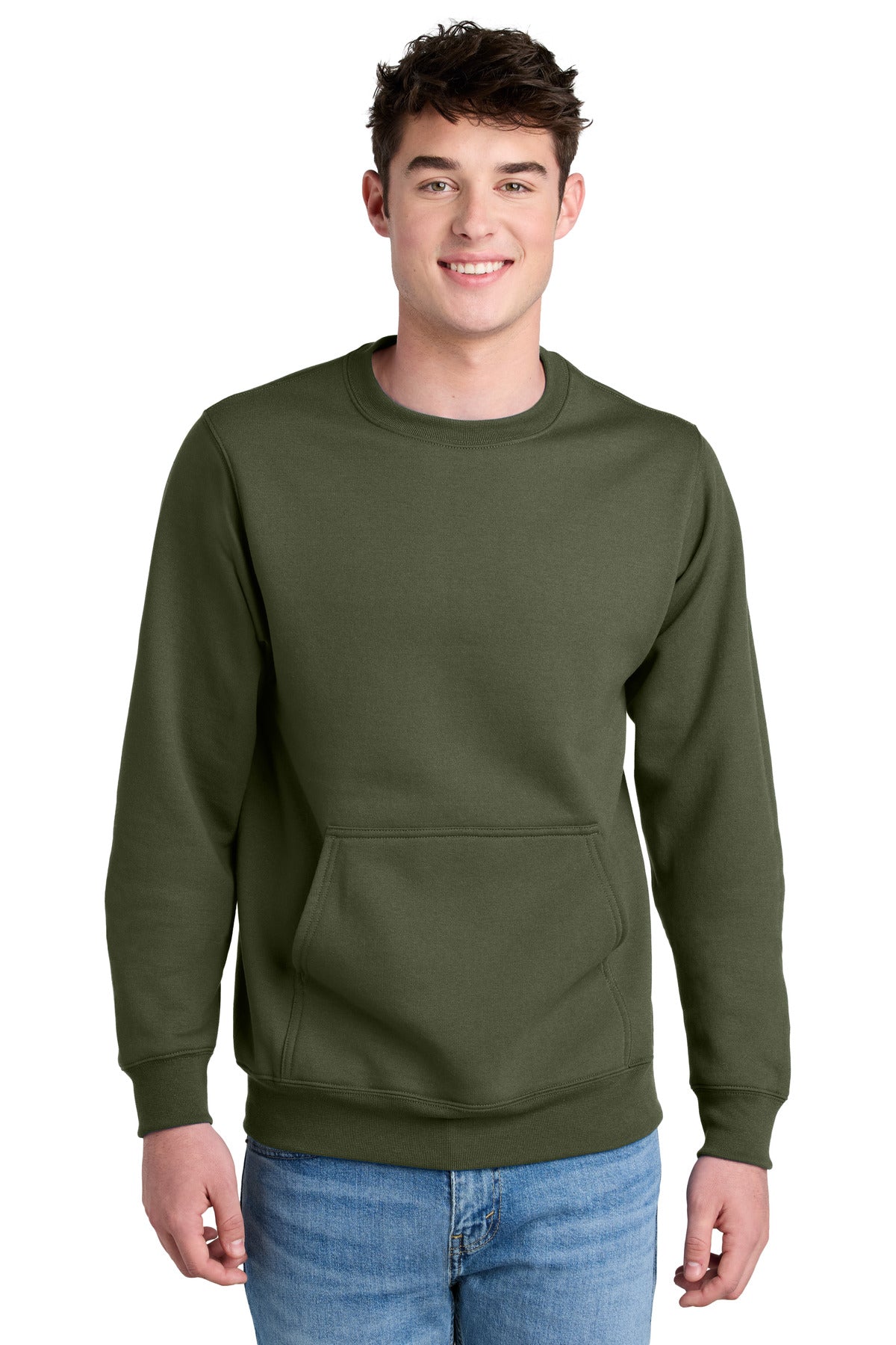Custom Embroidery or DTF Print - Port & Co ® Core Fleece Crewneck Pocket Sweatshirt PC78PKT