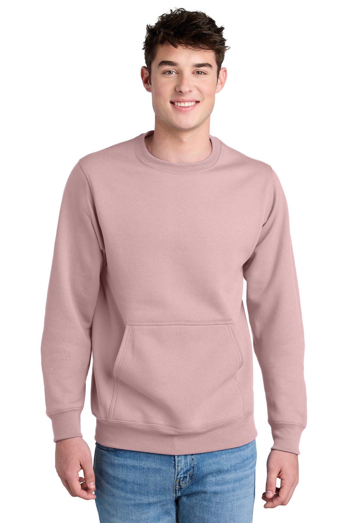 Custom Embroidery or DTF Print - Port & Co ® Core Fleece Crewneck Pocket Sweatshirt PC78PKT