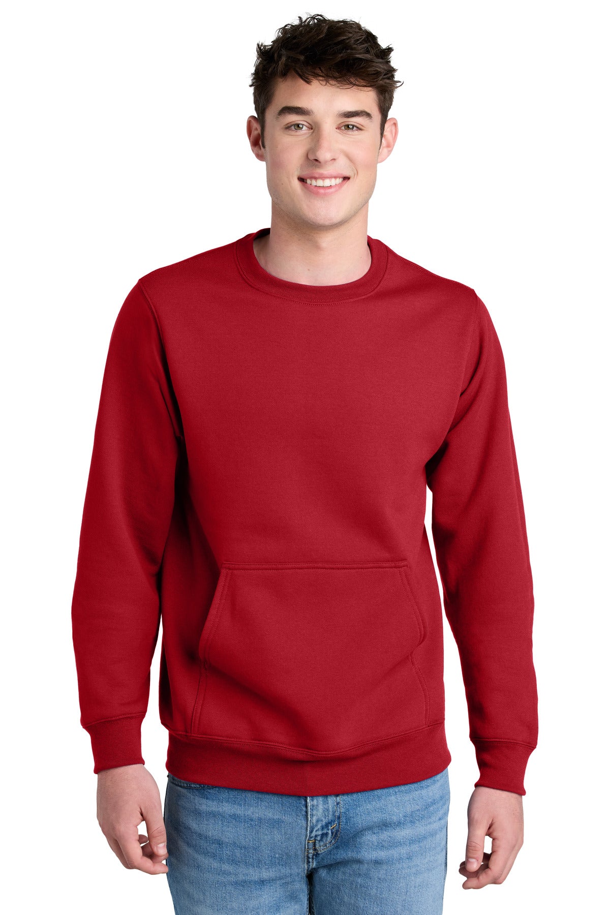 Custom Embroidery or DTF Print - Port & Co ® Core Fleece Crewneck Pocket Sweatshirt PC78PKT