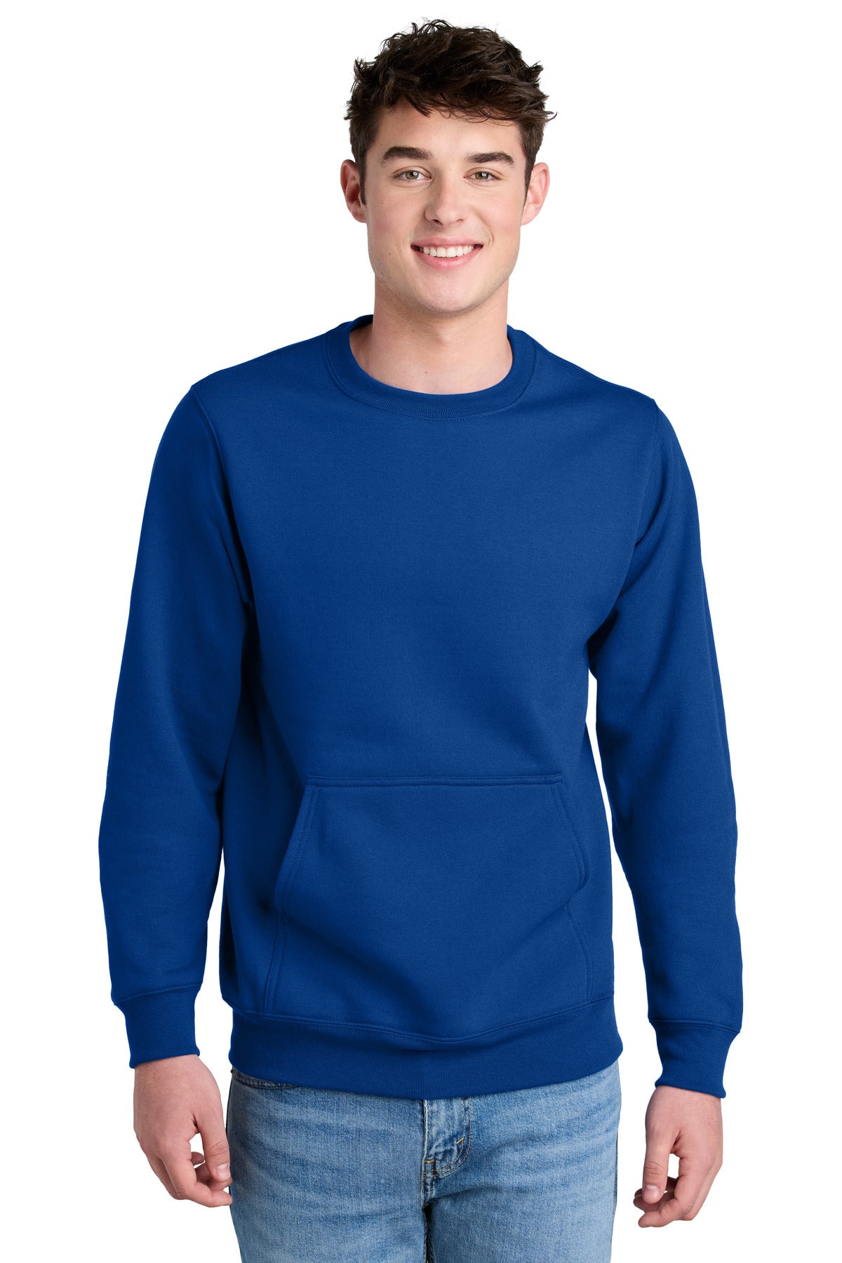 Custom Embroidery or DTF Print - Port & Co ® Core Fleece Crewneck Pocket Sweatshirt PC78PKT