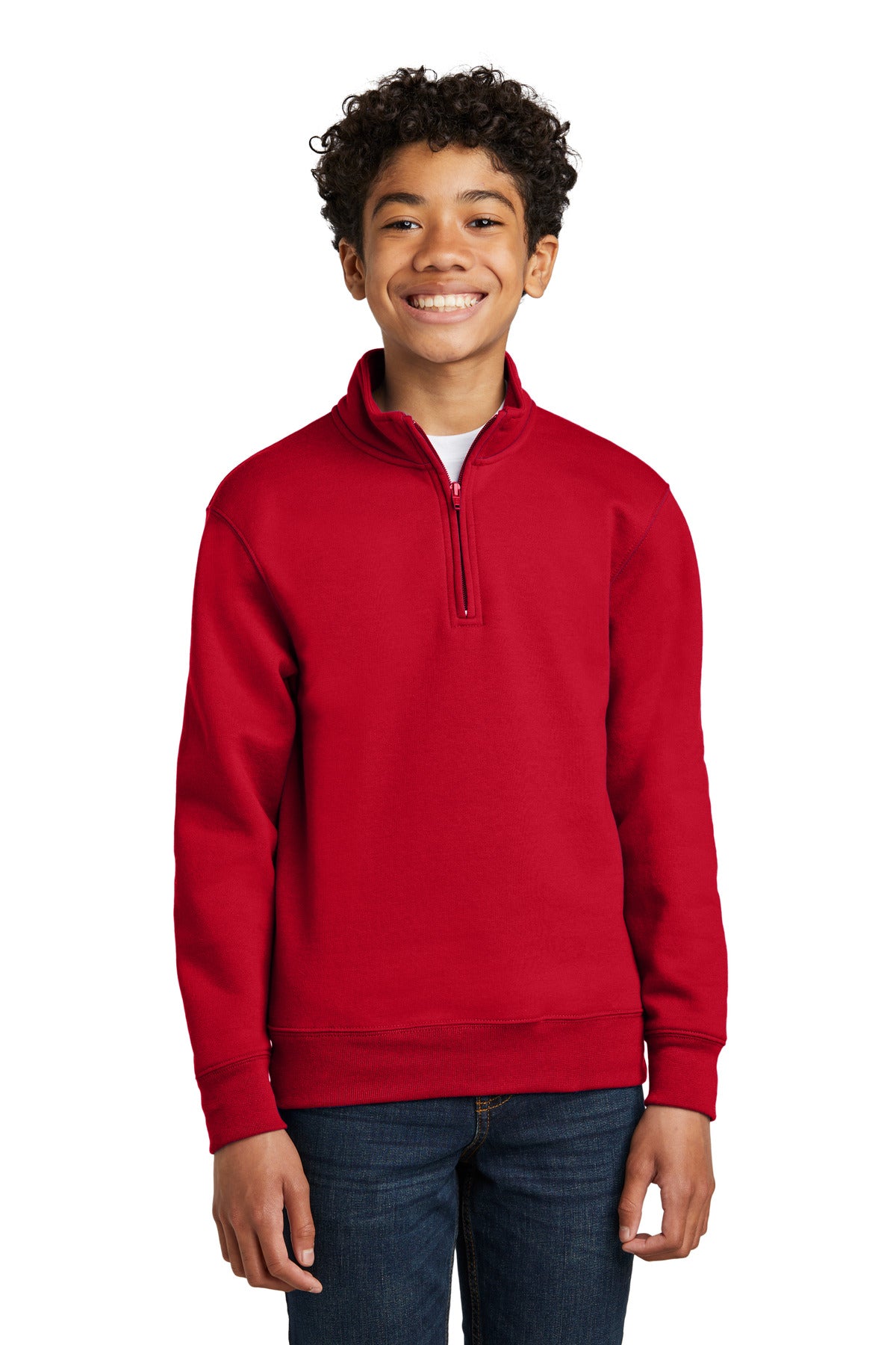 Custom Embroidery or DTF Print - Port & Co ™ Youth Core Fleece 1/4-Zip Pullover Sweatshirt PC78YQ