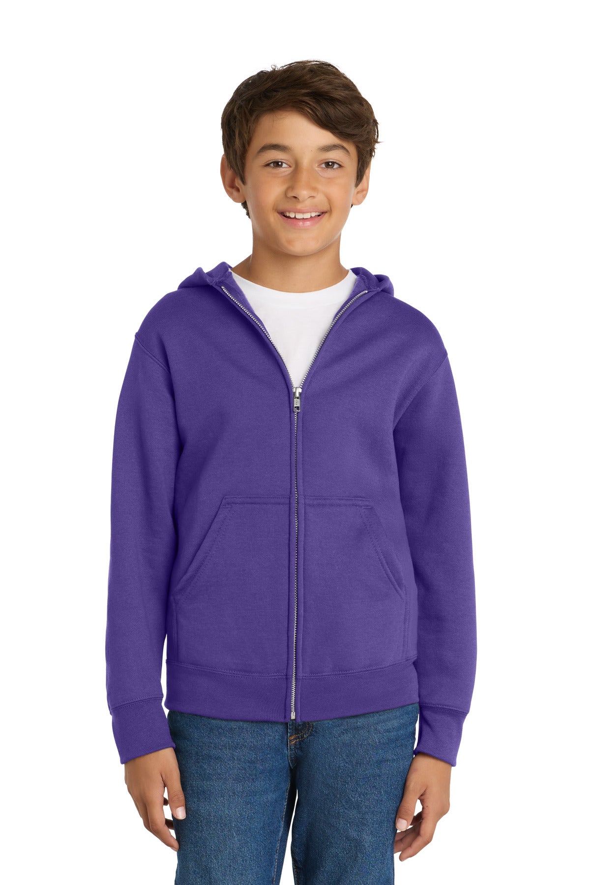 Custom Embroidery or DTF Print - Port & Co ™ Youth Core Fleece Full-Zip Hooded Sweatshirt PC78YZH