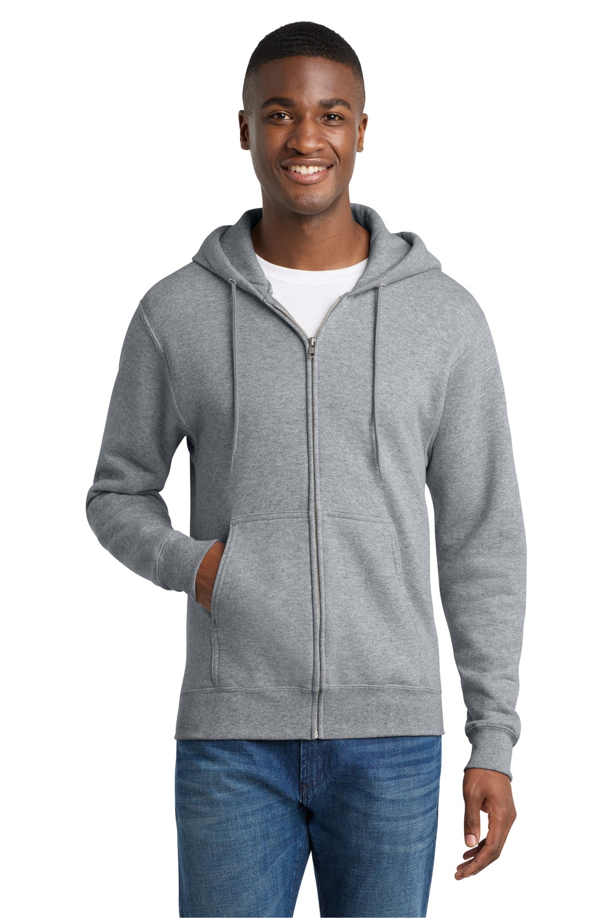Custom Embroidery or DTF Print - Port & Co ™ Core Fleece Full-Zip Hooded Sweatshirt. PC78ZH