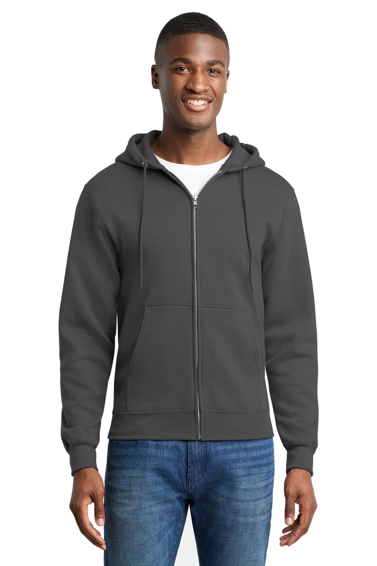 Custom Embroidered or DTF Print on Port & Co ™ Core Fleece Full-Zip Hooded Sweatshirt. PC78ZH