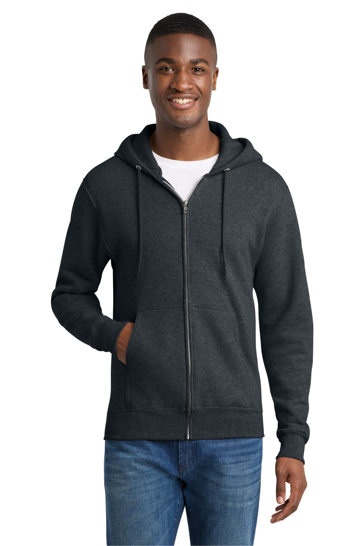 Custom Embroidery or DTF Print - Port & Co ™ Core Fleece Full-Zip Hooded Sweatshirt. PC78ZH