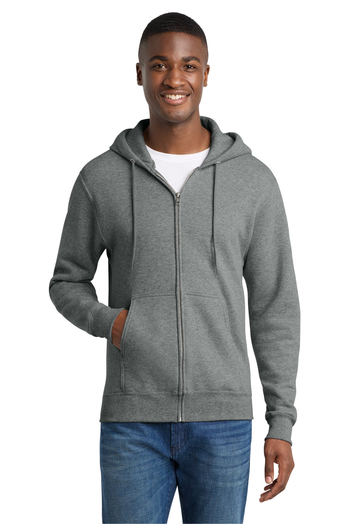 Custom Embroidery or DTF Print - Port & Co ™ Core Fleece Full-Zip Hooded Sweatshirt. PC78ZH