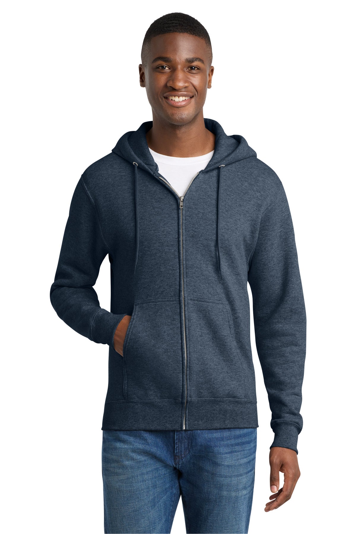 Custom Embroidery or DTF Print - Port & Co ™ Core Fleece Full-Zip Hooded Sweatshirt. PC78ZH