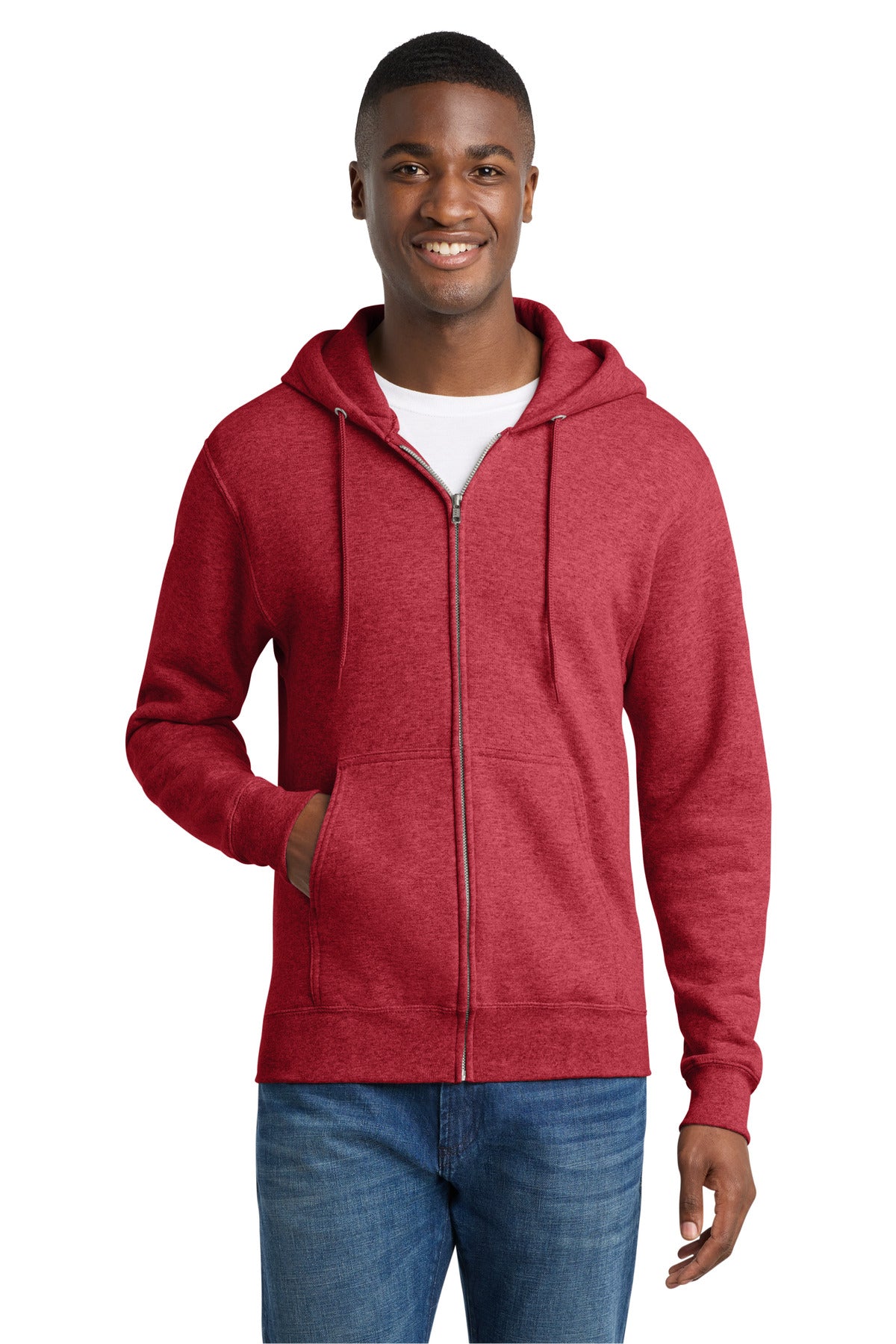 Custom Embroidered or DTF Print on Port & Co ™ Core Fleece Full-Zip Hooded Sweatshirt. PC78ZH