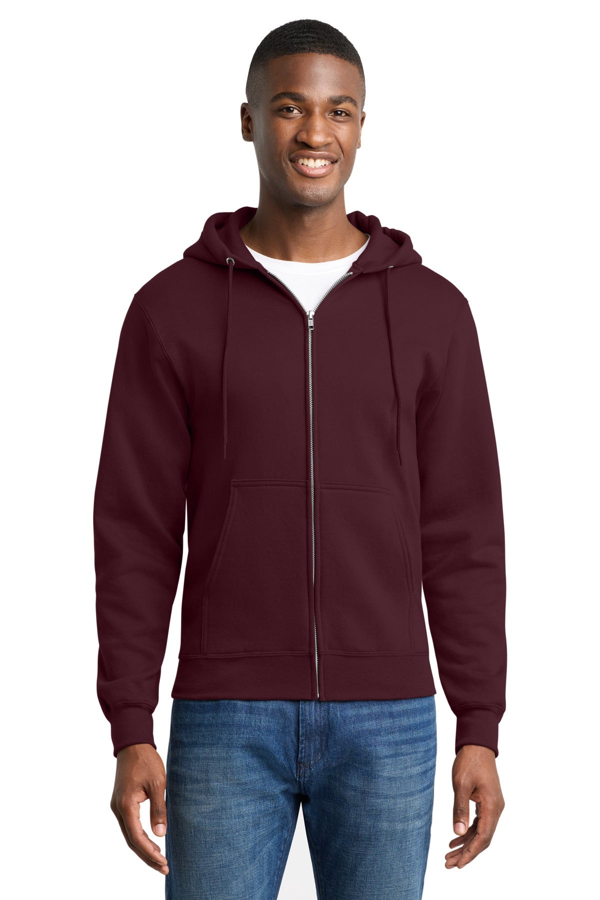Custom Embroidered or DTF Print on Port & Co ™ Core Fleece Full-Zip Hooded Sweatshirt. PC78ZH