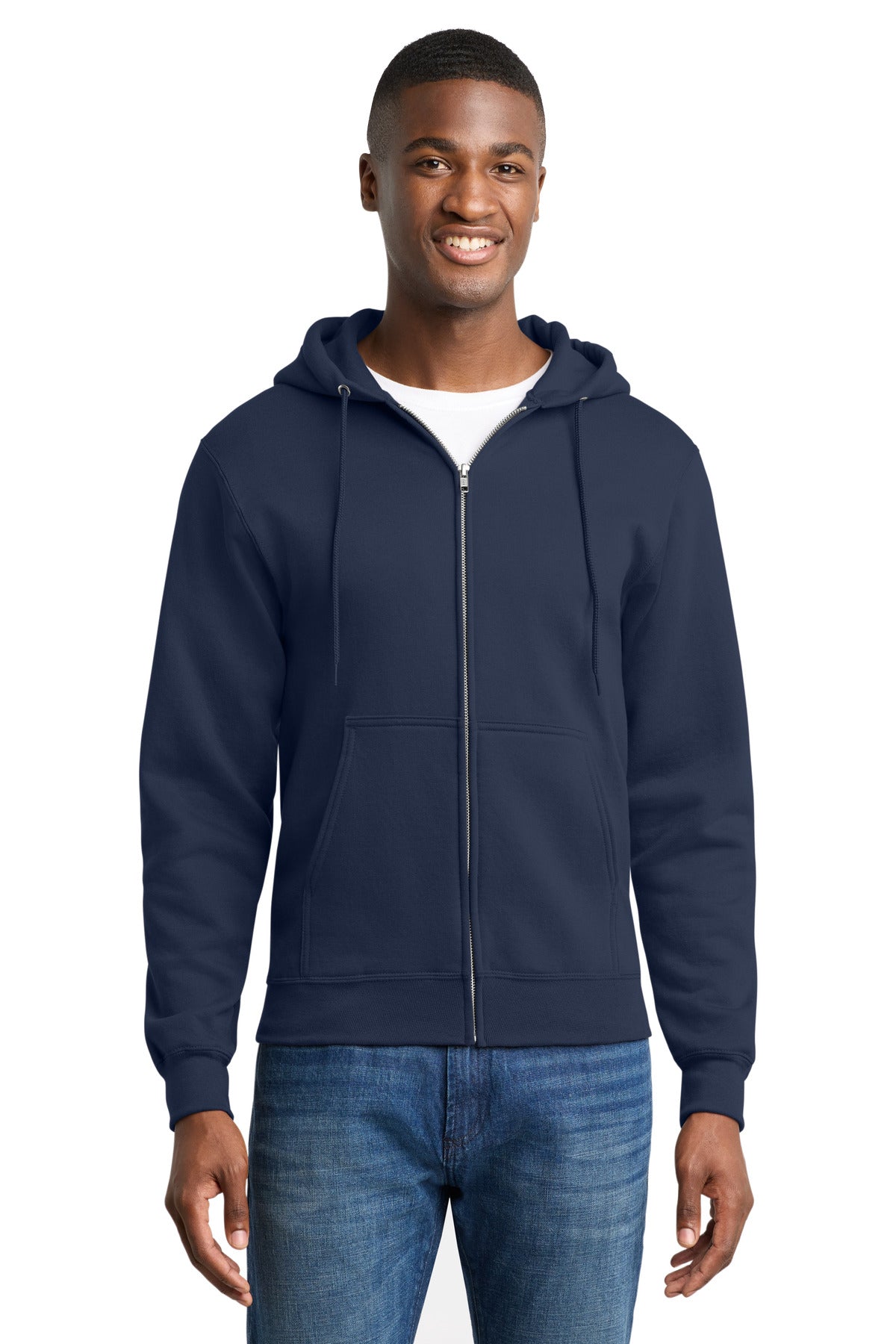 Custom Embroidered or DTF Print on Port & Co ™ Core Fleece Full-Zip Hooded Sweatshirt. PC78ZH
