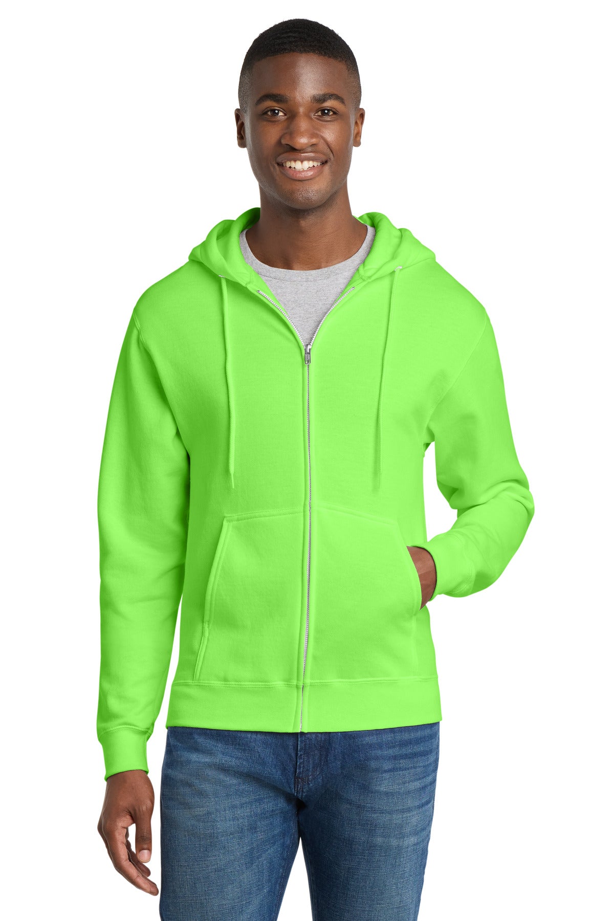 Custom Embroidered or DTF Print on Port & Co ™ Core Fleece Full-Zip Hooded Sweatshirt. PC78ZH