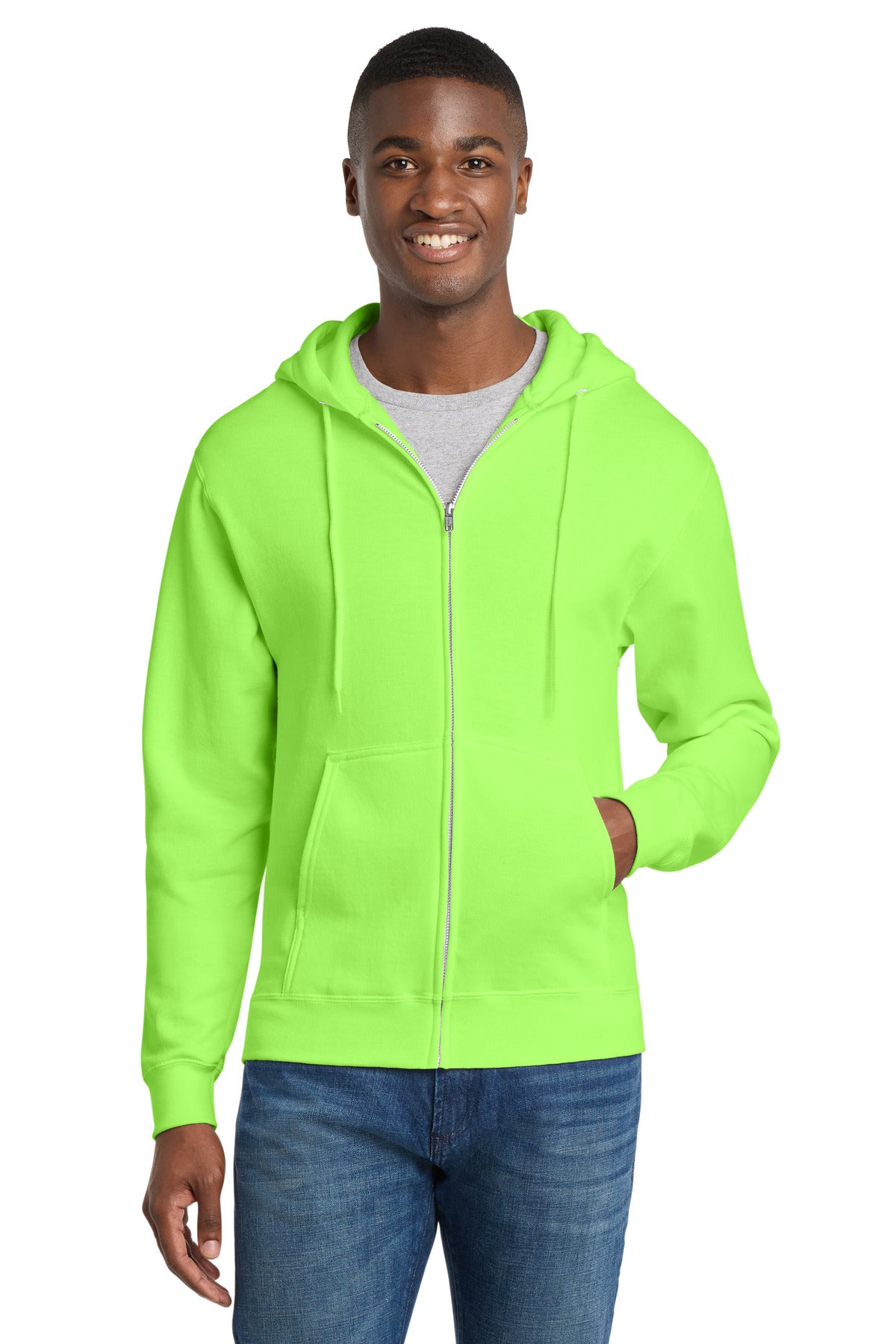 Custom Embroidery or DTF Print - Port & Co ™ Core Fleece Full-Zip Hooded Sweatshirt. PC78ZH