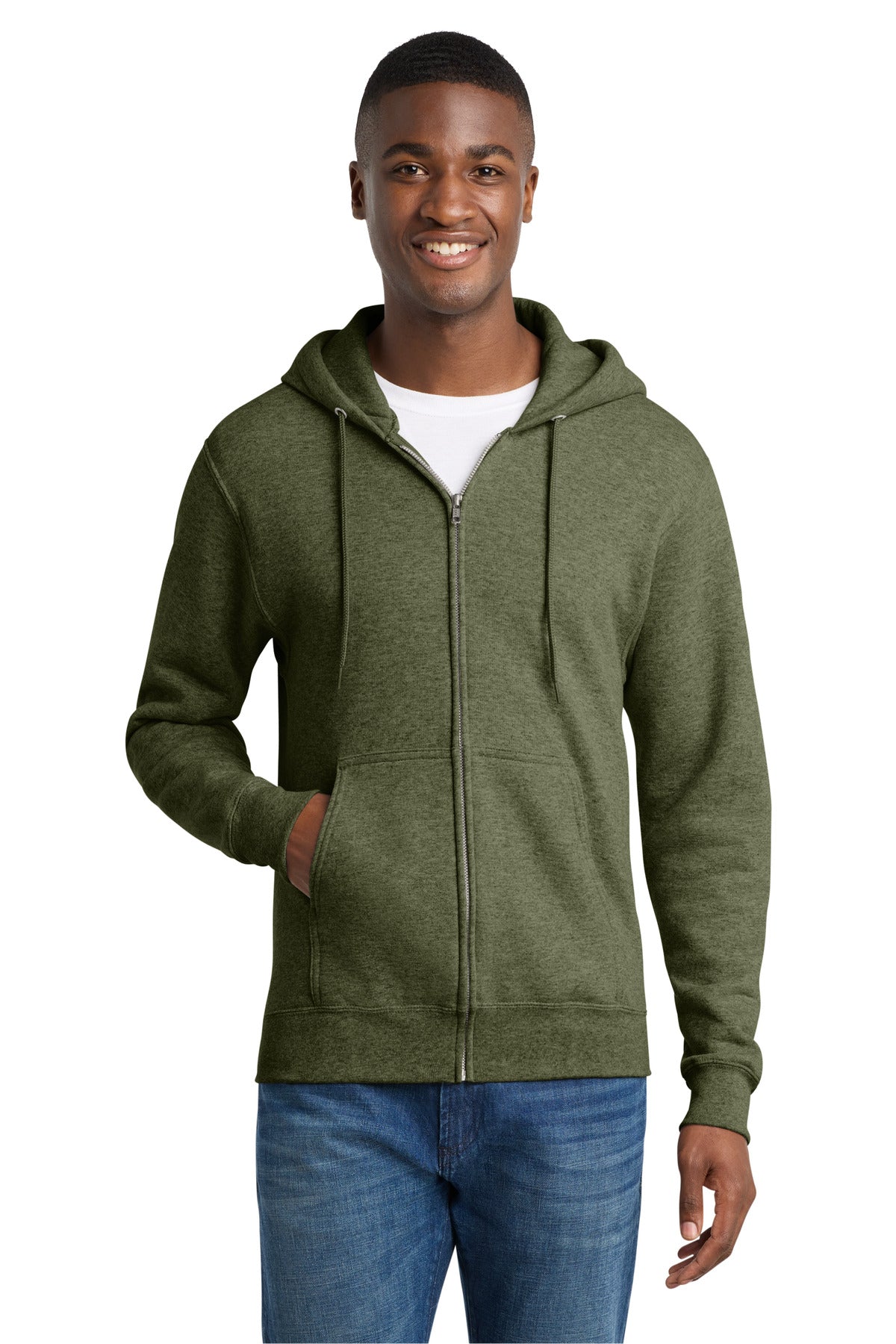 Custom Embroidery or DTF Print - Port & Co ™ Core Fleece Full-Zip Hooded Sweatshirt. PC78ZH