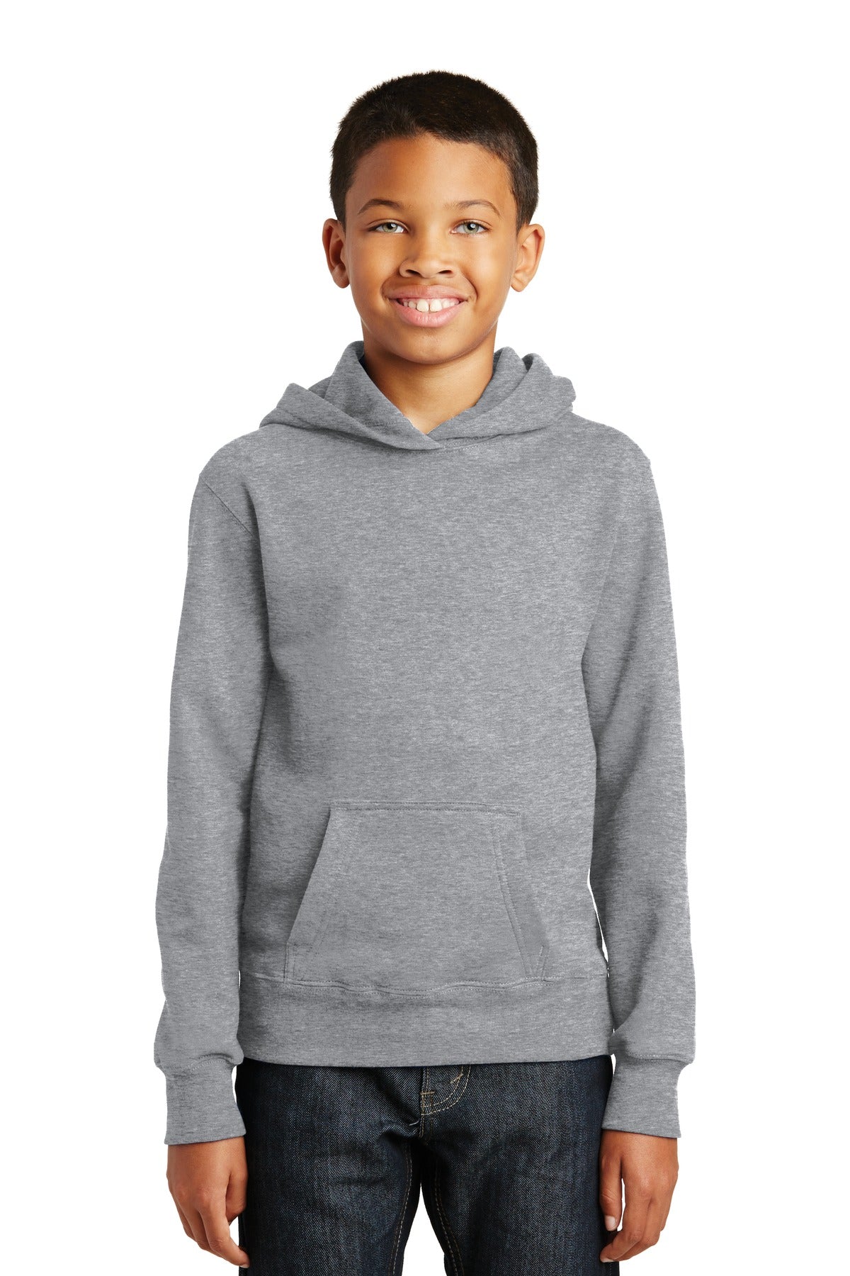 Custom Embroidered or DTF Print on Port & Co ™ Youth Fan Favorite Fleece Pullover Hooded Sweatshirt. PC850YH