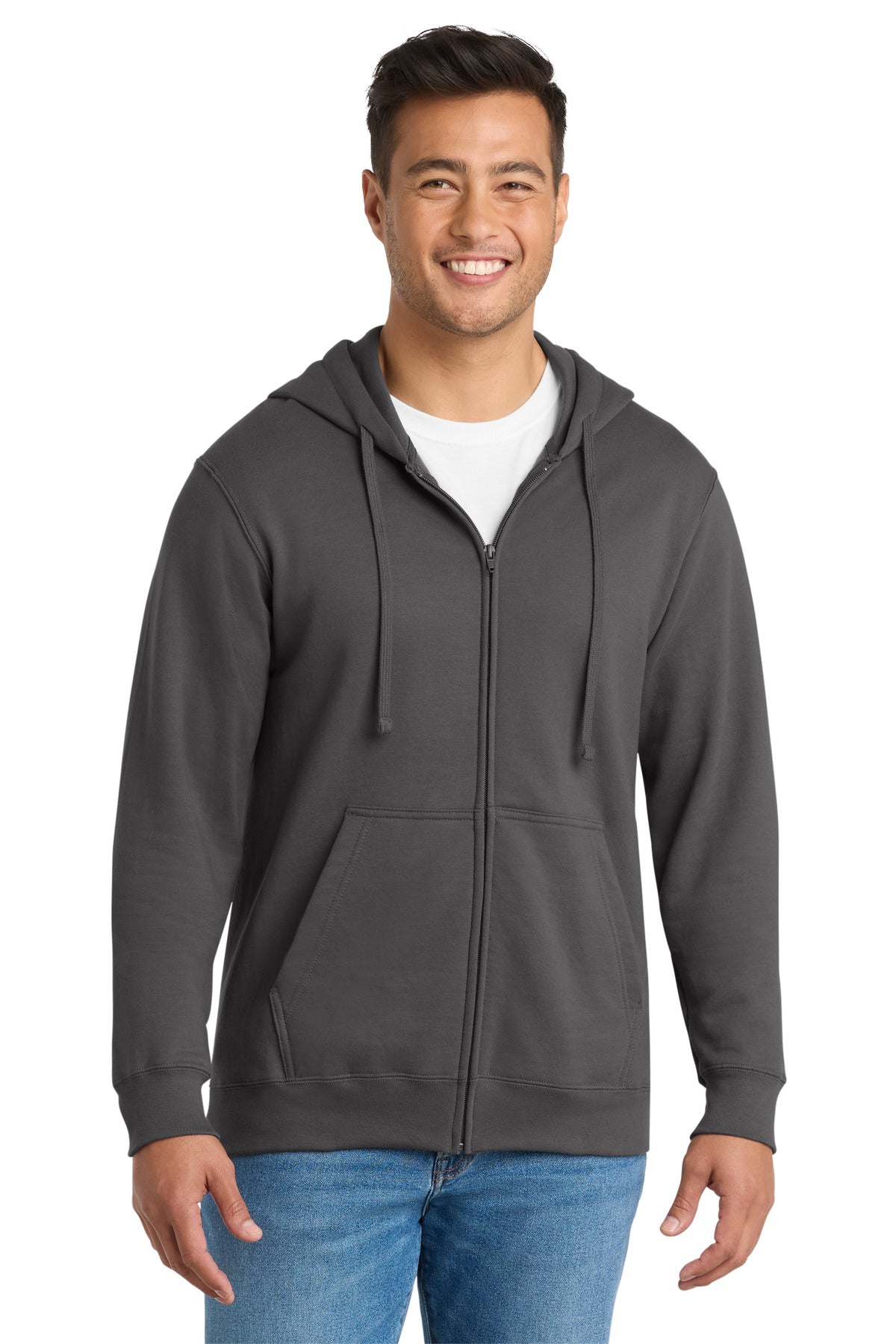 Custom Embroidered or DTF Print on Port & Co ™ Fan Favorite Fleece Full-Zip Hooded Sweatshirt. PC850ZH