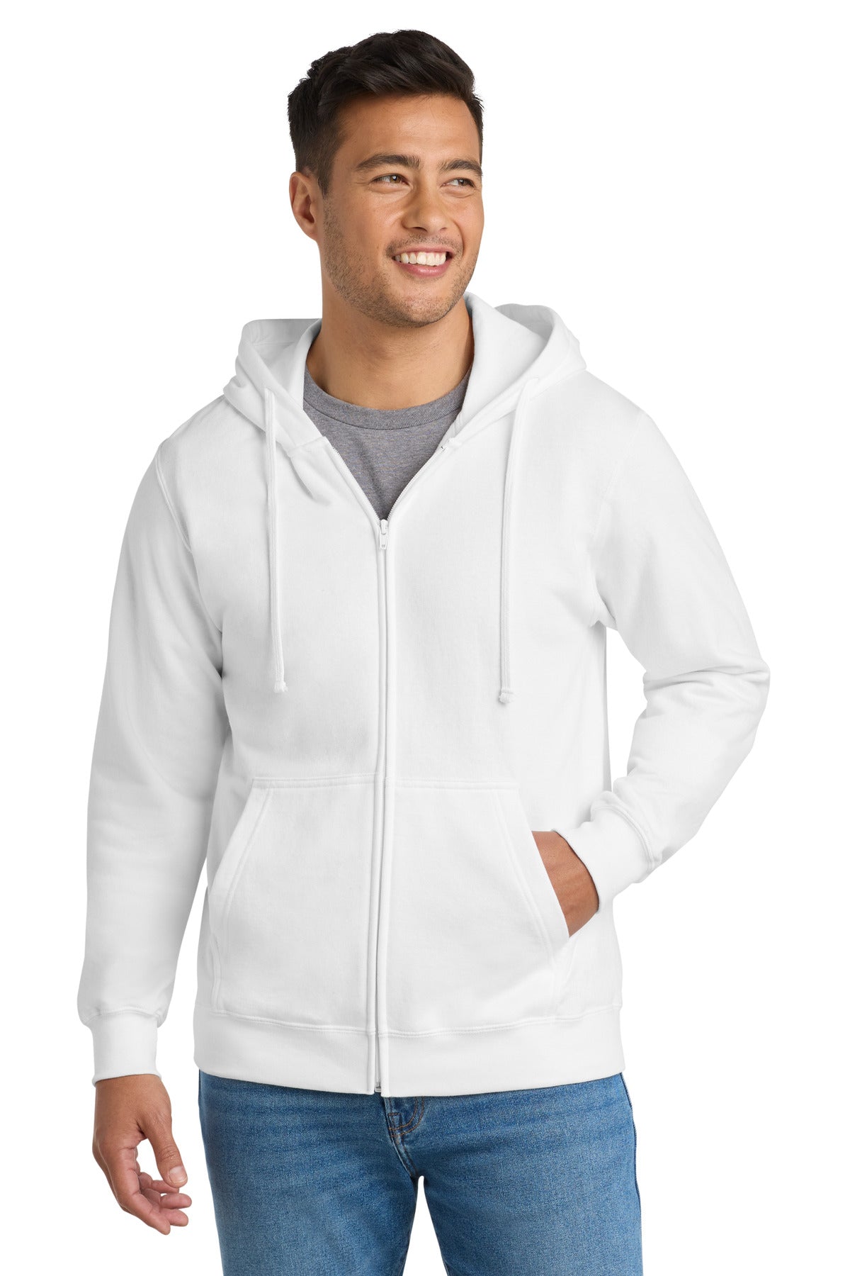 Custom Embroidered or DTF Print on Port & Co ™ Fan Favorite Fleece Full-Zip Hooded Sweatshirt. PC850ZH