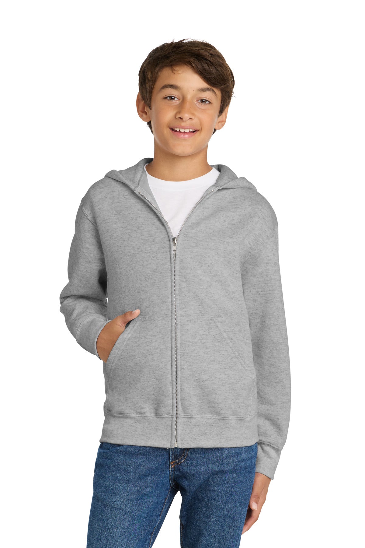 Custom Embroidered or DTF Print on Port & Co ™ Youth Core Fleece Full-Zip Hooded Sweatshirt. PC90YZH