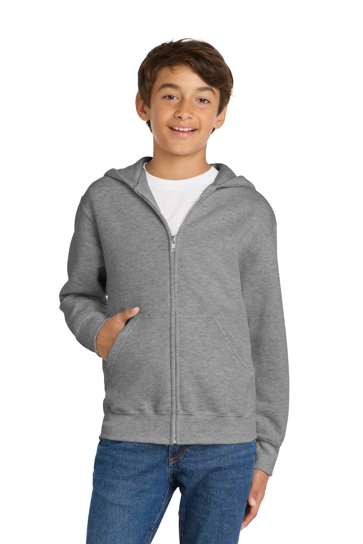 Custom Embroidered or DTF Print on Port & Co ™ Youth Core Fleece Full-Zip Hooded Sweatshirt. PC90YZH