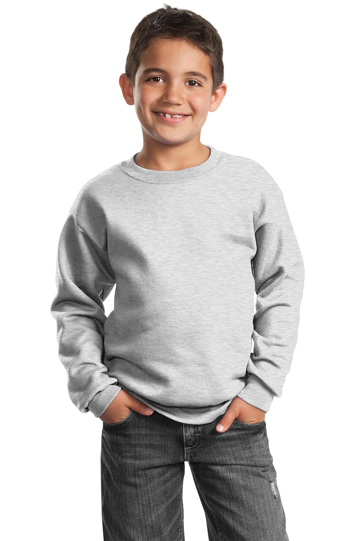 Custom Embroidered - Port & Company® - Youth Core Fleece Crewneck Sweatshirt.  PC90Y